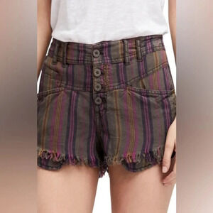 Free People | Morning Rain Striped Frayed Short in Moss - Size 2